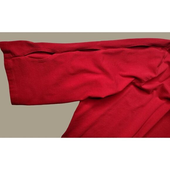 Denim & Co. (D. & Co.) Red Cotton Blend Peek a Boo Sleeve Top Size 1X - Picture 7 of 9